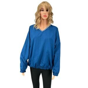Vintage Blue Izod Ladies Windbreaker Jacket Bubble Hem XL